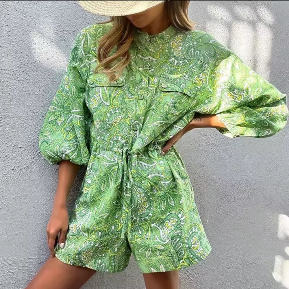 Green‎ Paisley Romper